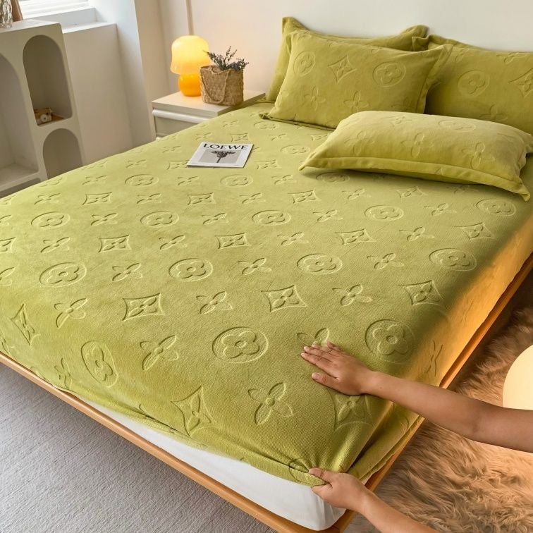 Luxury Deep Pockets Polar Fleece Velvet Plush Bed Sheet Set