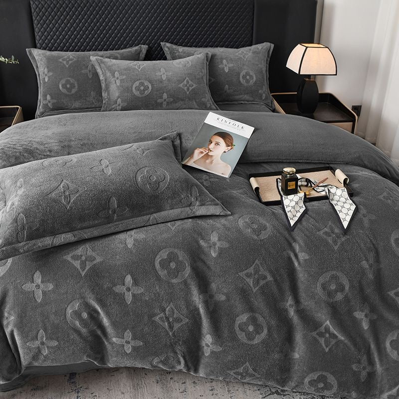 Luxury Fashion Ultra Soft Fleece Fluffy Plush Velvet Bedding Set
