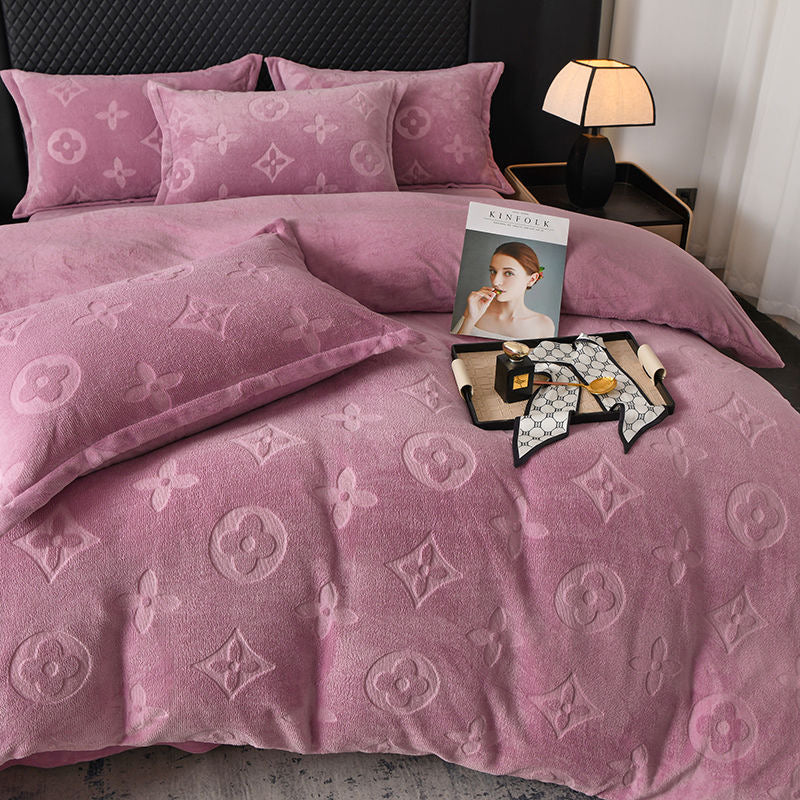 Luxury Fashion Ultra Soft Fleece Fluffy Plush Velvet Bedding Set