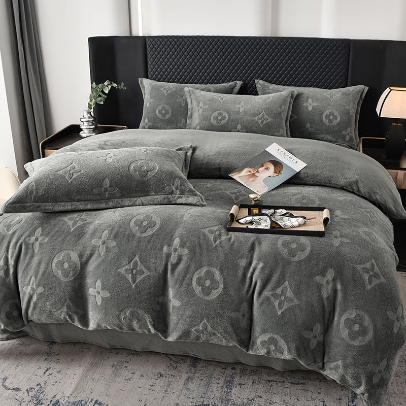 Luxury Fashion Ultra Soft Fleece Fluffy Plush Velvet Bedding Set