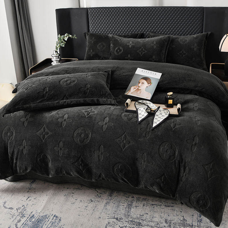 Luxury Fashion Ultra Soft Fleece Fluffy Plush Velvet Bedding Set