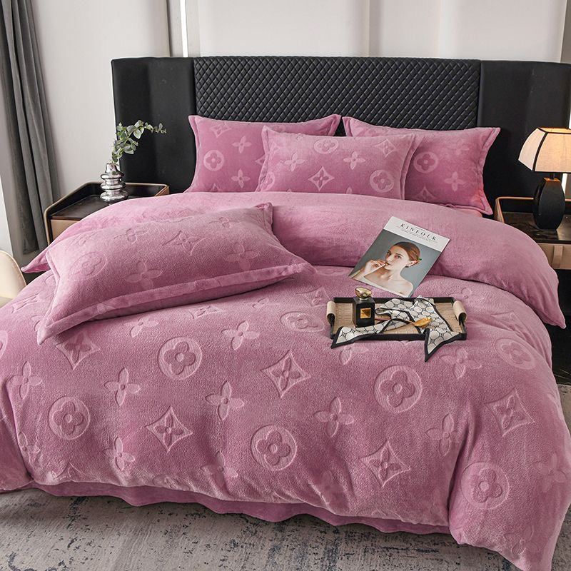 Luxury Fashion Ultra Soft Fleece Fluffy Plush Velvet Bedding Set