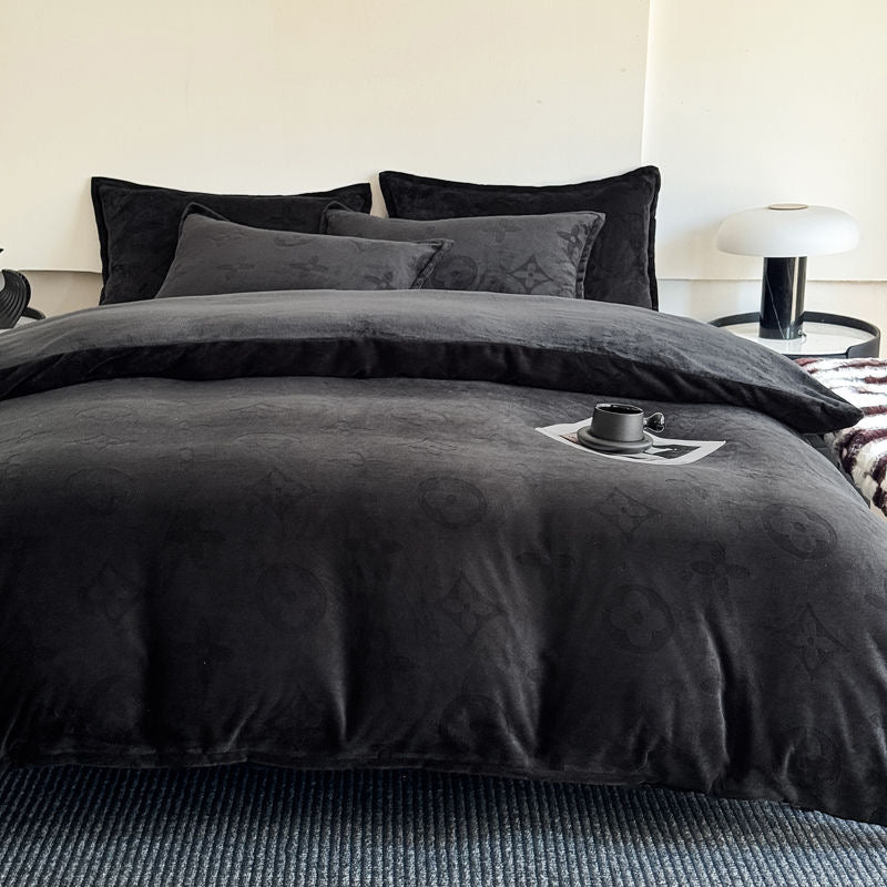 Luxury Fashion Fuzzy Fleece Velvet Fitted Bed Sheet Cover Set