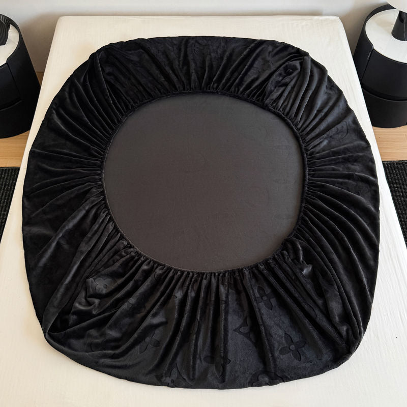 Luxury Fashion Fuzzy Fleece Velvet Fitted Bed Sheet Cover Set
