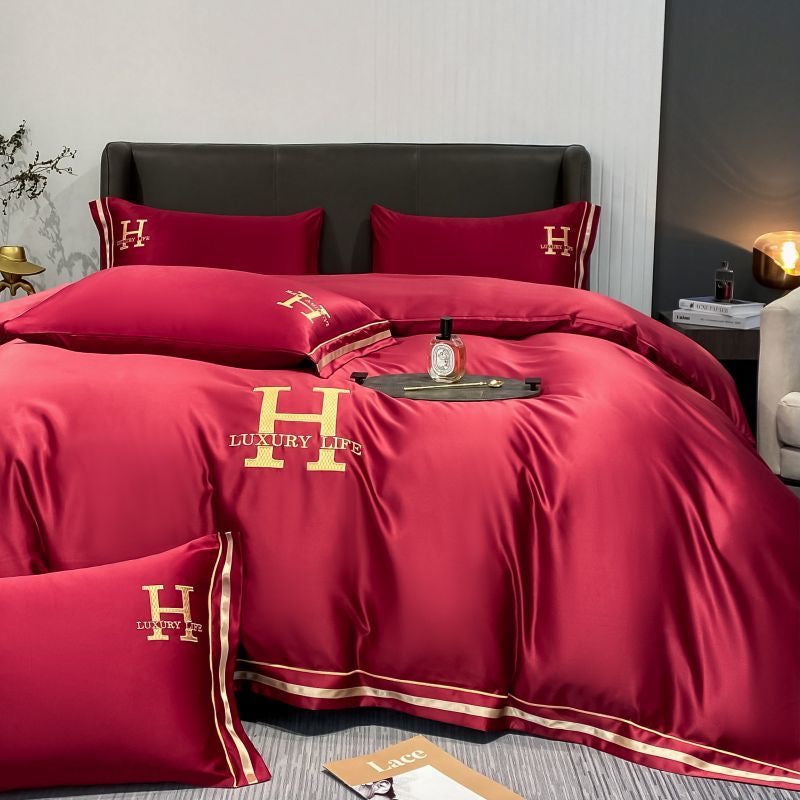 Elegant Luxury Silk Satin Duvet Cover Bed Set