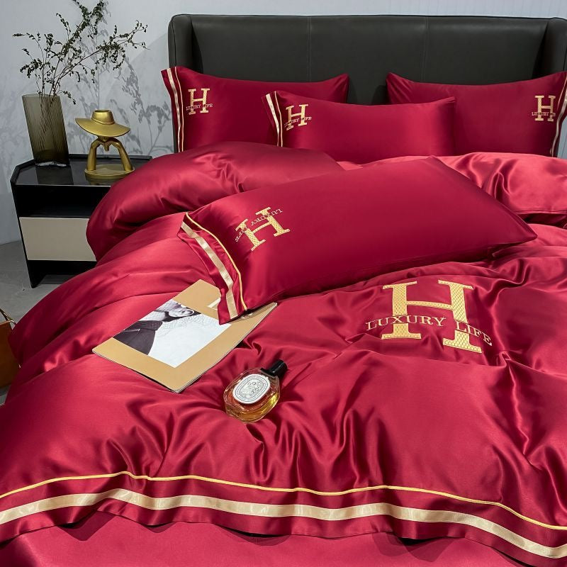 Elegant Luxury Silk Satin Duvet Cover Bed Set