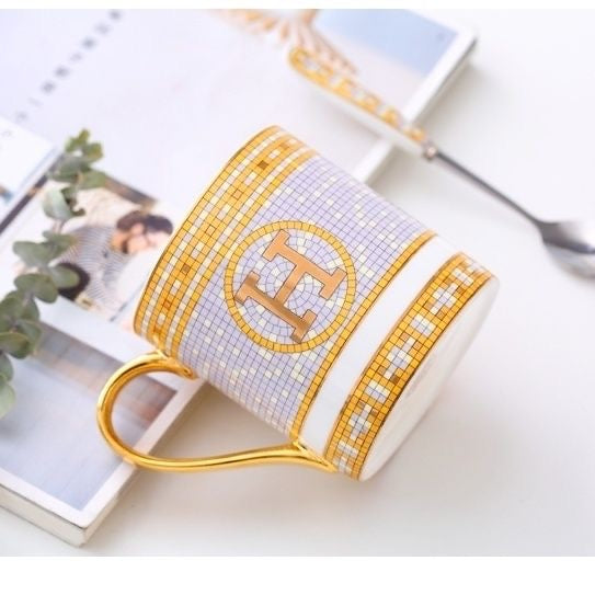 Luxury Fashion Premium Fine Porcelain with Elegant Gold-Plated Finish Coffee & Tea Mug
