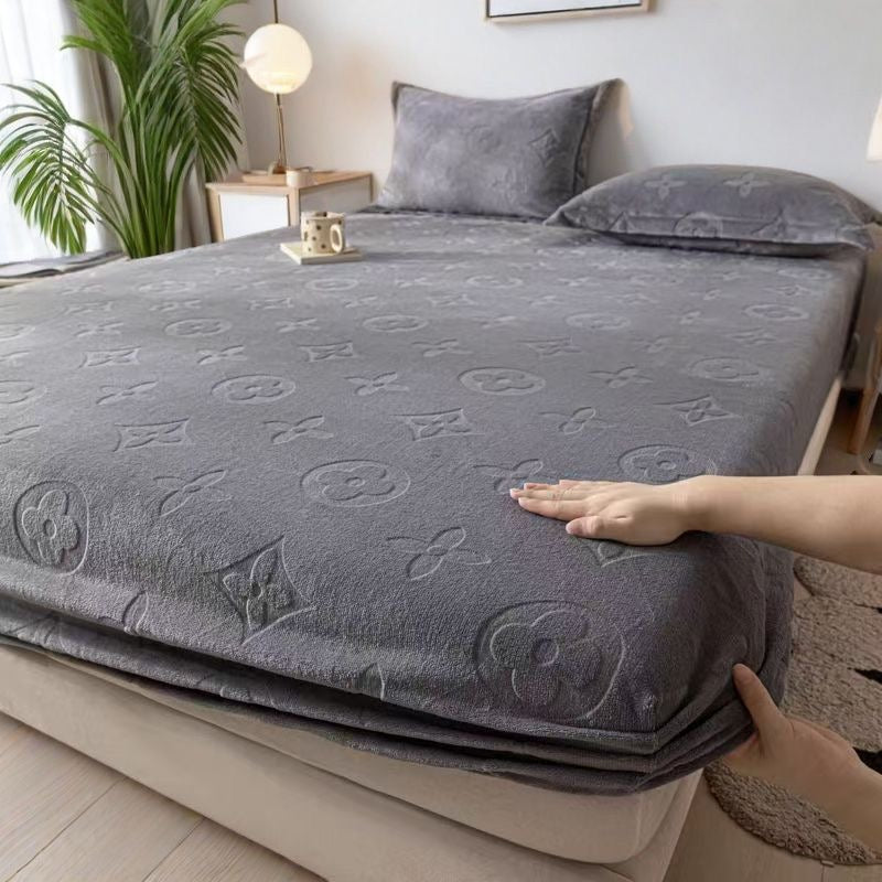 Luxurious All-Season Milk Plush Velvet Fitted Bed Cover Sheet Set