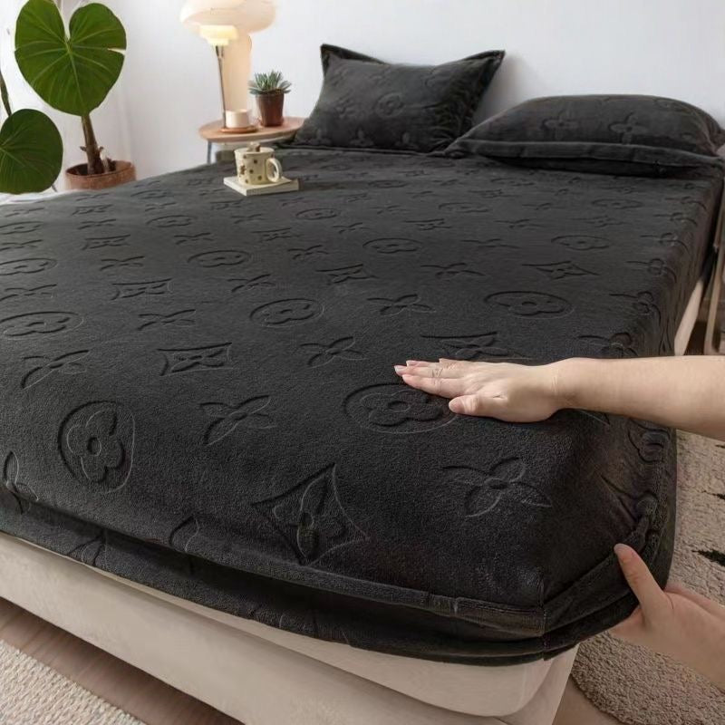 Luxurious All-Season Milk Plush Velvet Fitted Bed Cover Sheet Set