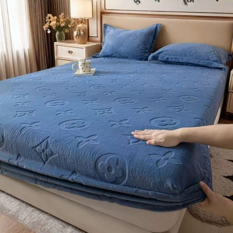 Luxurious All-Season Milk Plush Velvet Fitted Bed Cover Sheet Set