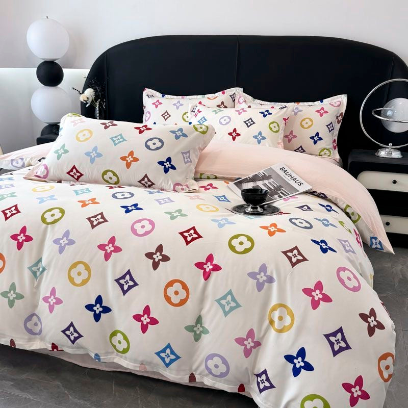 Colorful Fashion Soft Cotton Duvet Cover Bed Set