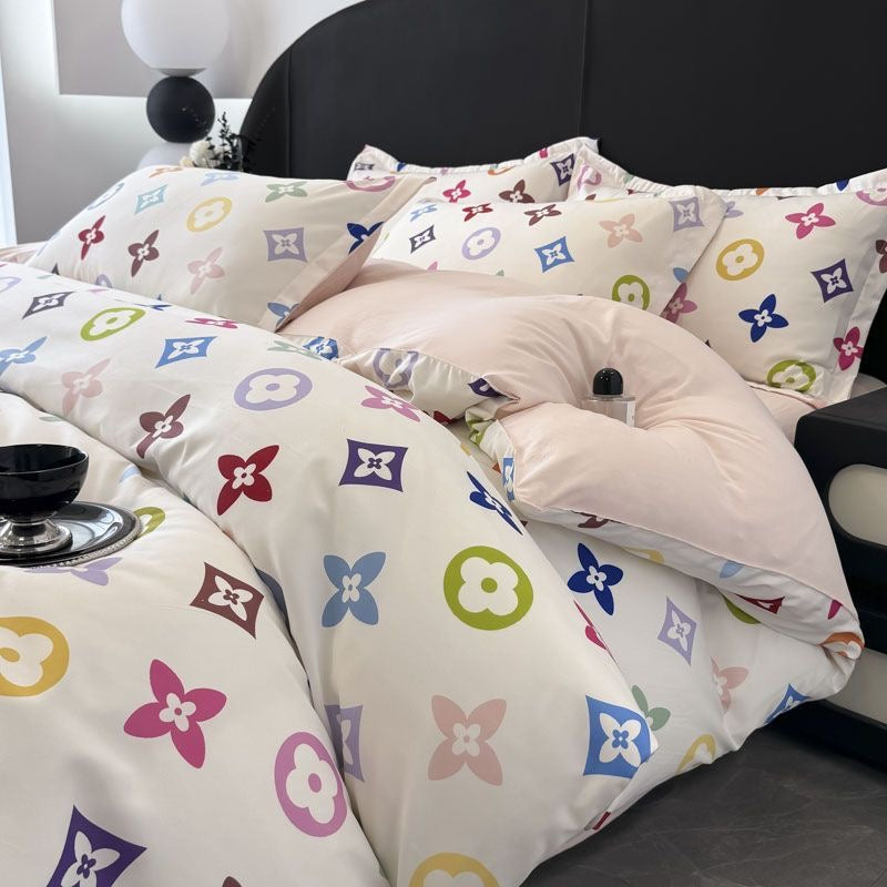 Colorful Fashion Soft Cotton Duvet Cover Bed Set